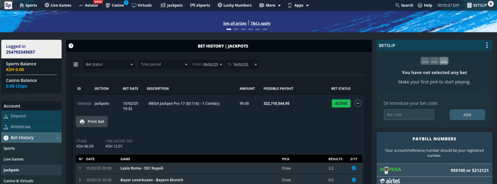 SPORTPESA MEGA JACKPOT PREDICTION – 17 GAMES TODAY
